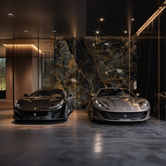 Luxury Garage Design with High End Cabinets