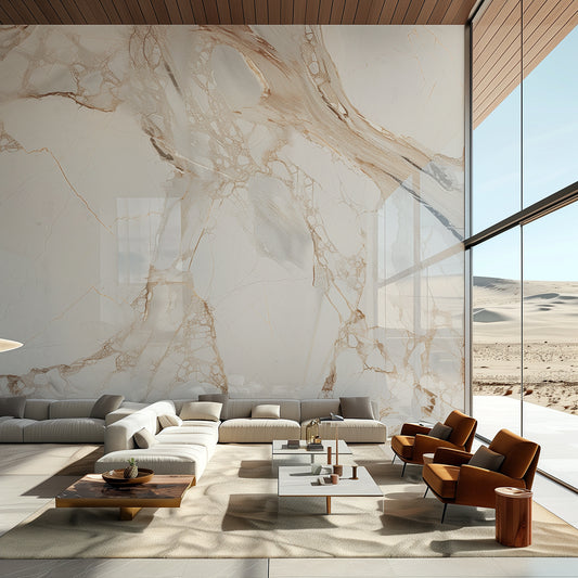 A Masterpiece in the Desert: Marble Panels Transform a Villa's Wall
