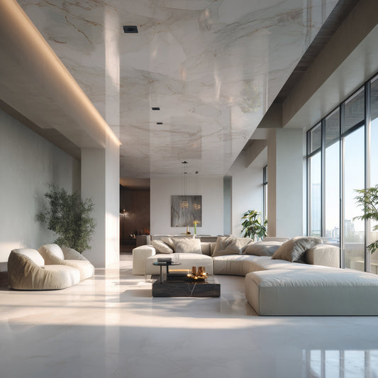 Statement Elegance: Ceiling Decoration with a Marble Look