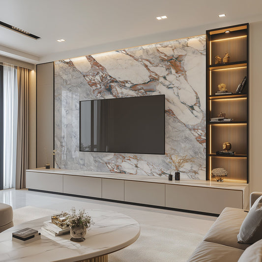 Marble Look Panels for TV Wall Units