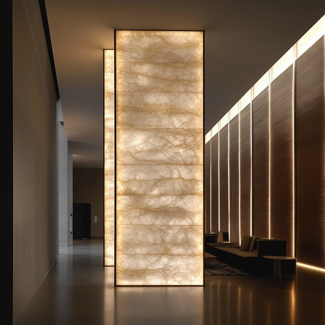 A Statement Piece Like No Other: Backlit Marble Wall.