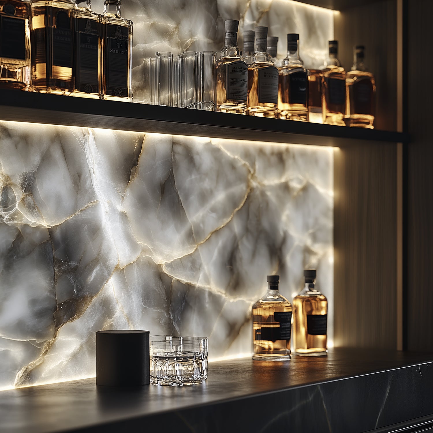 Onyx Grey Backlit Wall Panels | Luxury Marble-Look LED Feature Wall ...