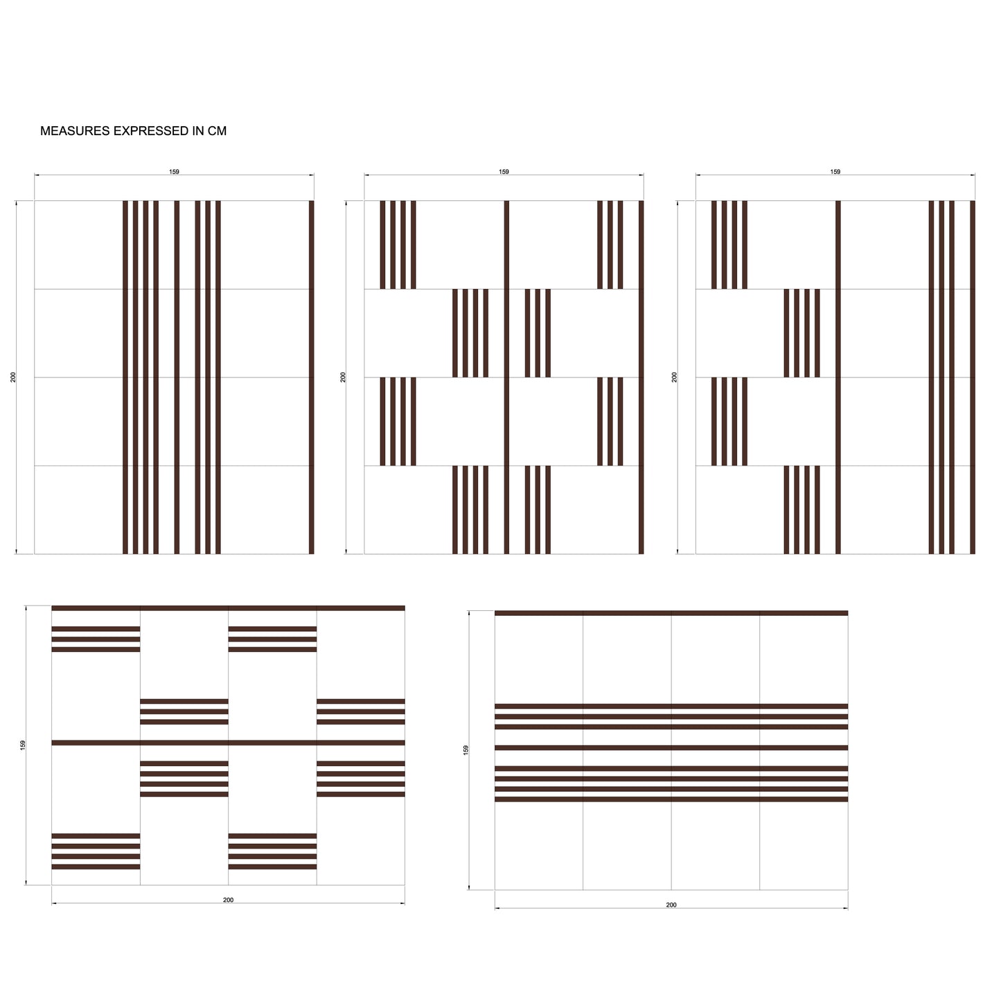 Modules en lattes de marbre et de bois