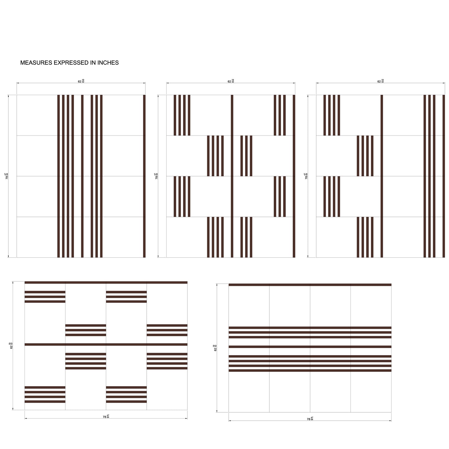 Modules en lattes de marbre et de bois