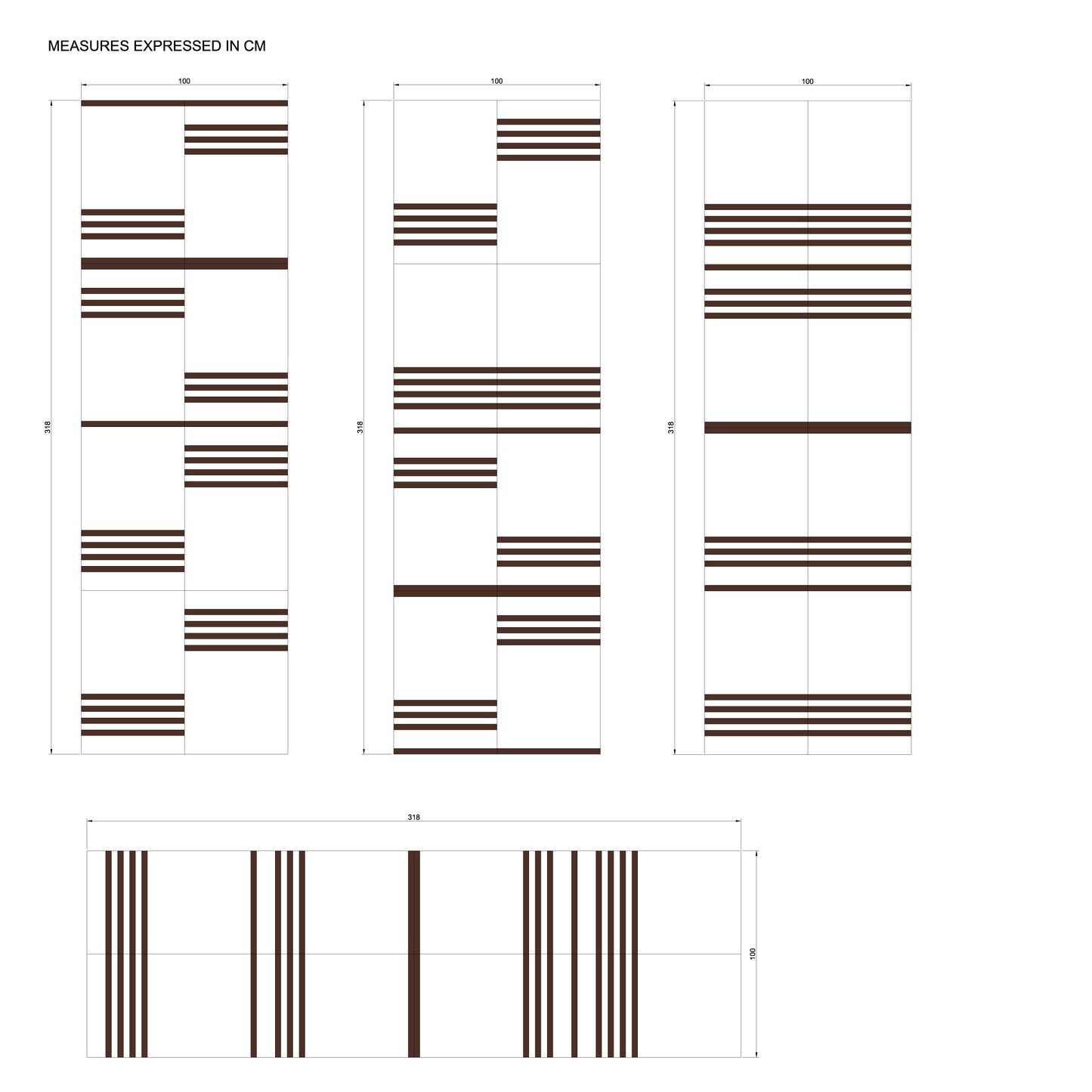 Modules en lattes de marbre et de bois