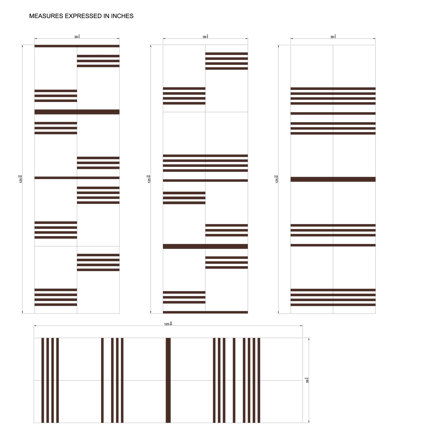 Modules en lattes de marbre et de bois