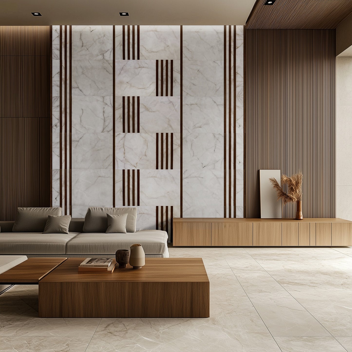 Marble and Wood Slats Modules